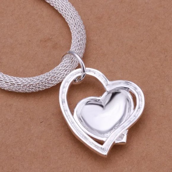 ❤️ NEW 💎 Luxury Heart 925 Sterling Silver Necklace - Picture 4 of 10